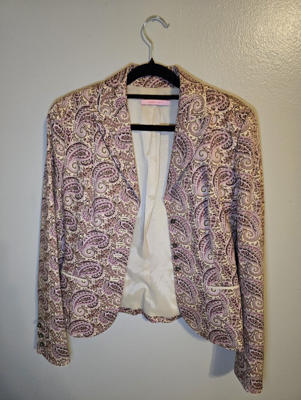 Gianni Bini Pink Paisley Blazer with Cream Accents